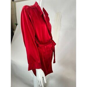 Marilyn Monroe By Warners Satin Red Wrap Robe With Belt & Embroidered Logo